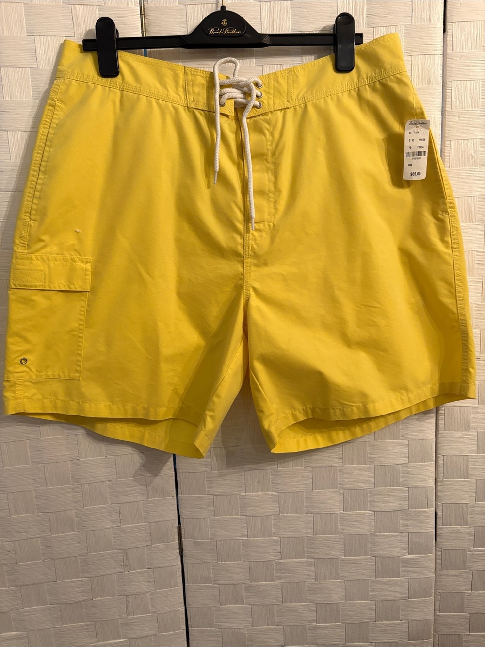 Brooks Brothers Bright Yellow Swim Board Shorts with Drawstring